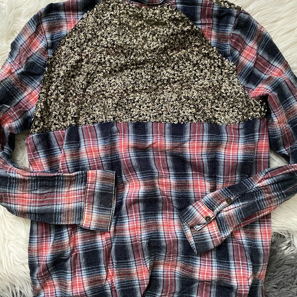 Free People sequined flannel